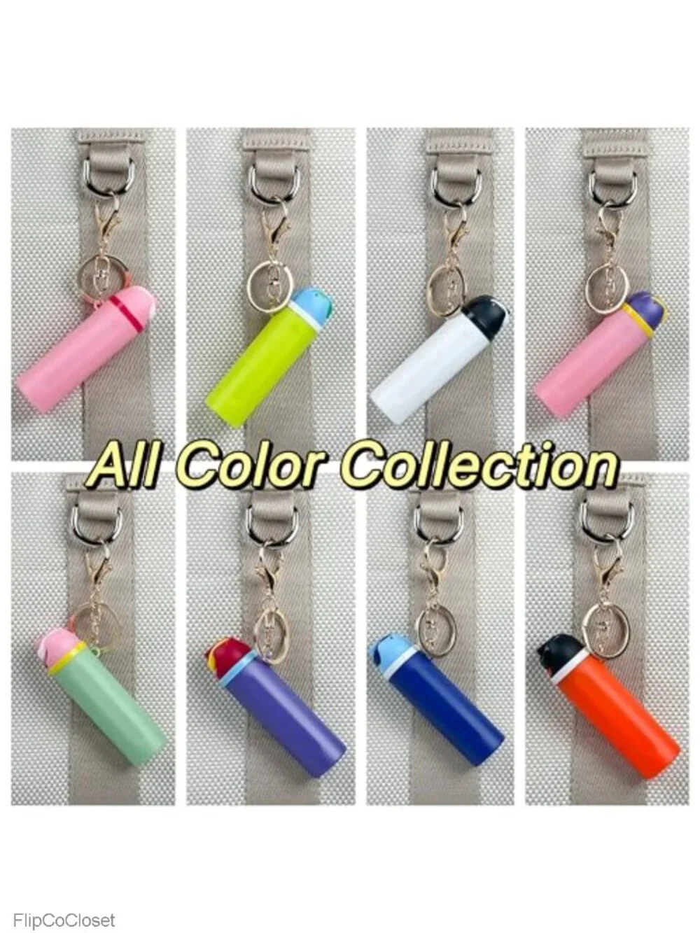 Mini Tumbler Bottle Keychain Lip Balm Holder Charms Plastic